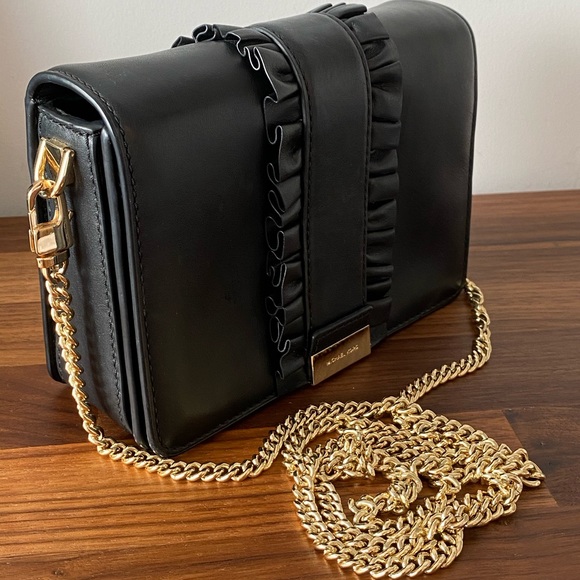 MK MICHAEL KORS LEATHER PURSE Crossbody gold chain - Picture 5 of 12